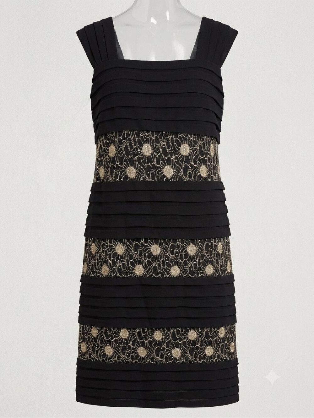 R&M Richards Woman Black & Gold Lace-Panel Dress, Size 20W